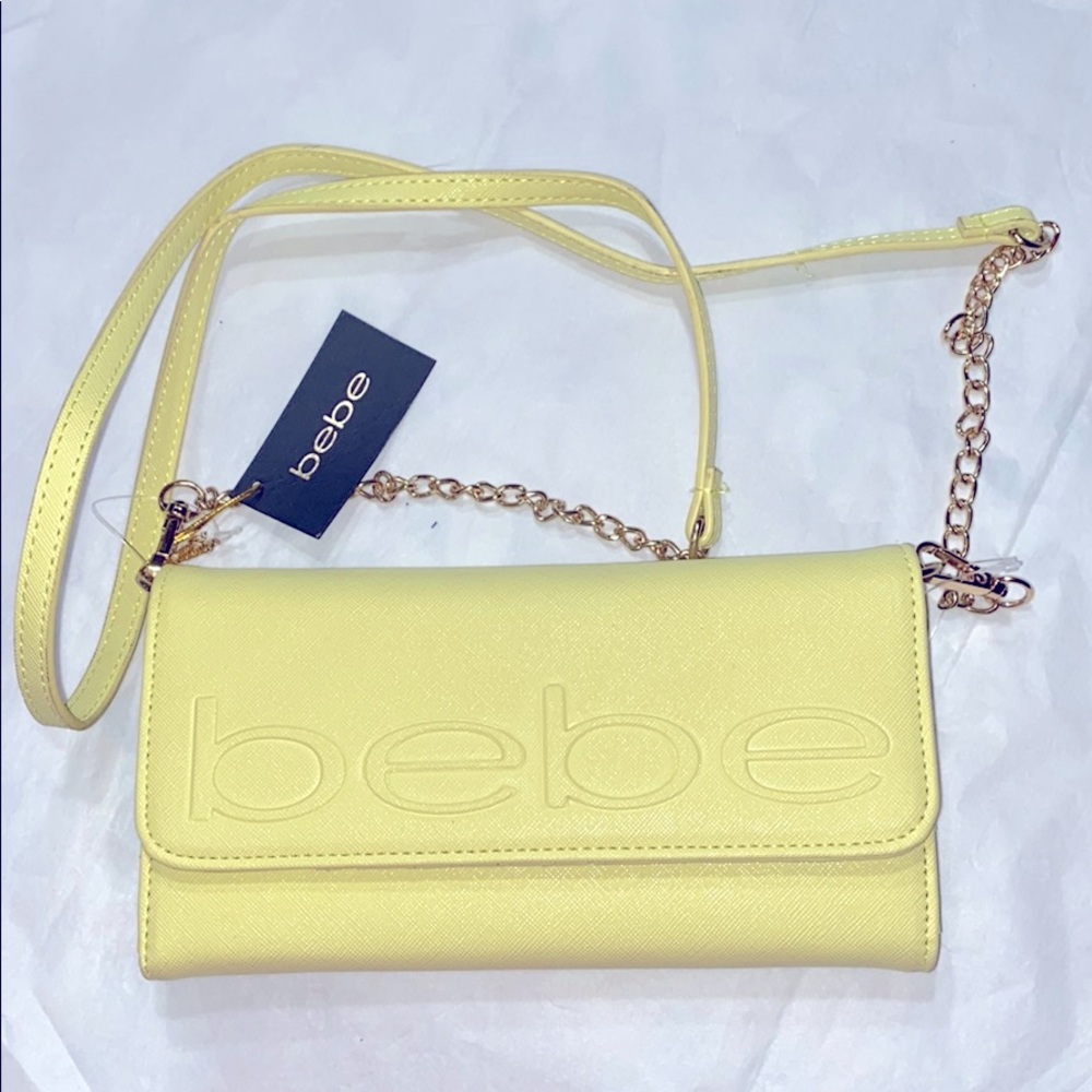 Bebe Lila Phone Wallet Wristlet Crossbody Yellow Bag New